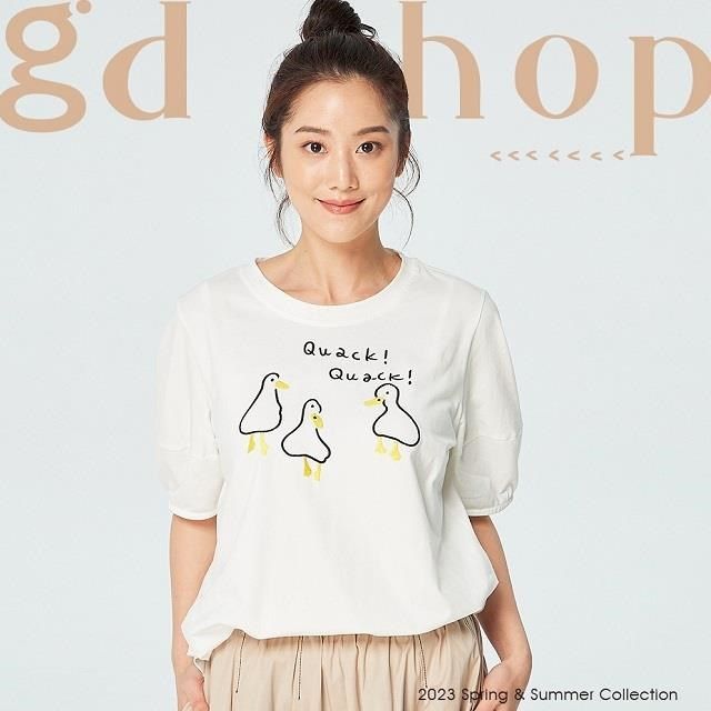  【南紡購物中心】 【gd shop】文青可愛風棉質手繪小雞T(2色) 1312004