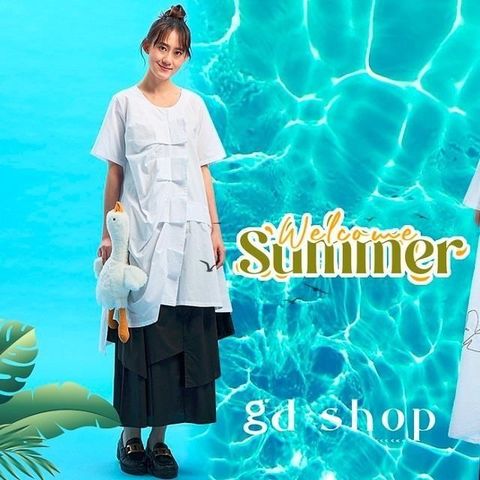 【南紡購物中心】 【gd shop】清新夏日大車摺長上衣洋裝  1415033