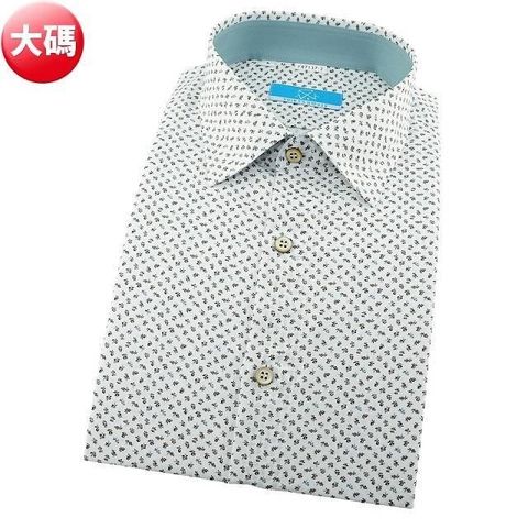 SHIRTS HOUSE 襯衫工房 【南紡購物中心】 長袖襯衫-白底淺藍色抽象印花  大碼XL