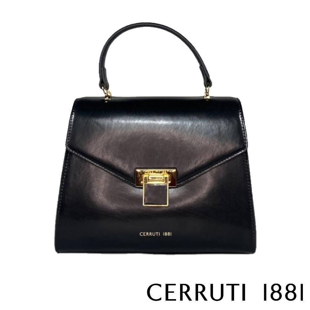 Cerruti 1881 【南紡購物中心】 限量2折 頂級義大利小牛皮手提包肩背包 全新專櫃展示品(黑色5997M)