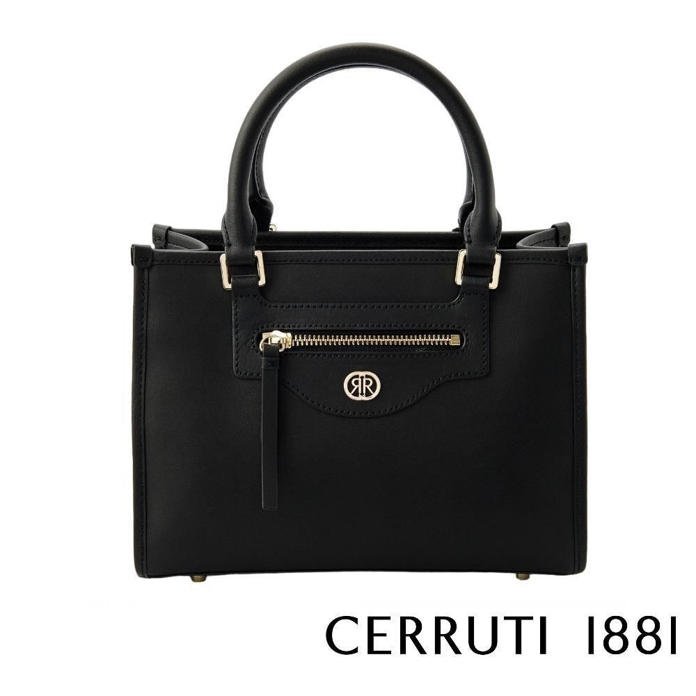 Cerruti 1881 限量2折 意大利頂級小牛皮手提包側背包 全新專櫃展示品(黑色 6677M)