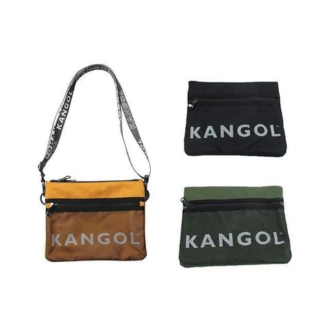 【南紡購物中心】 KANGOL 斜背包小型容量扁包二主袋+外袋共四層進口防水尼龍布材質
