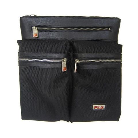 【南紡購物中心】 FILA 肩背包中容量扁包設計進口防水尼龍布+皮革材質外袋可放置7寸手機