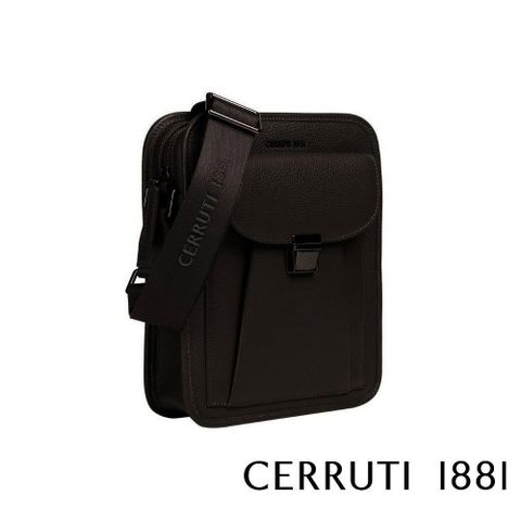 Cerruti 1881 【南紡購物中心】 限量2折 頂級小牛皮肩背包 全新專櫃展示品(黑色6176M)