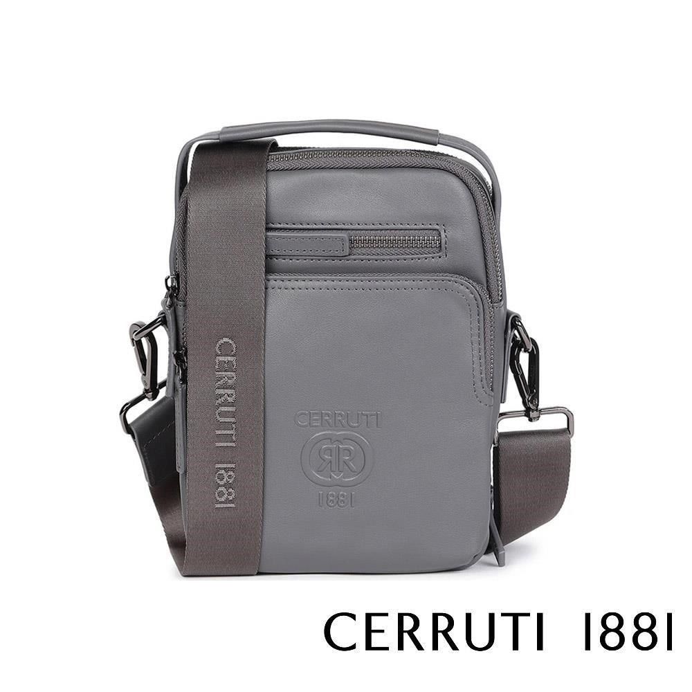 Cerruti 1881 【南紡購物中心】 限量2折 頂級小牛皮肩背包斜背包 全新專櫃展示品(灰色 5148M)