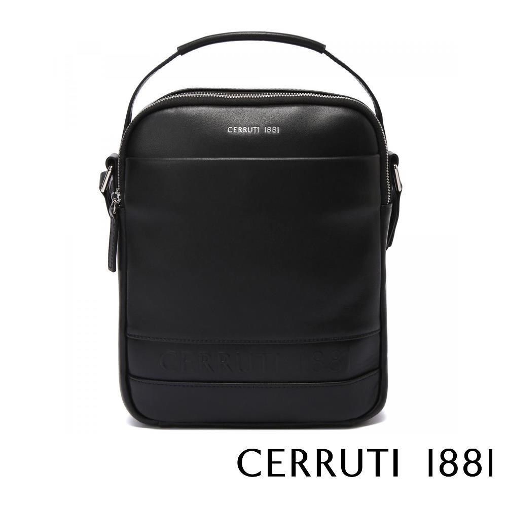 Cerruti 1881 【南紡購物中心】 限量2折 頂級小牛皮肩背包斜背包 全新專櫃展示品(5886MBK)