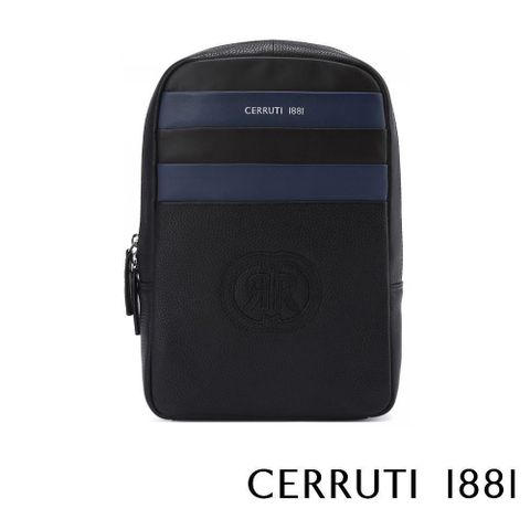 Cerruti 1881 【南紡購物中心】 限量2折 頂級小牛皮斜肩包 全新專櫃展示品(黑色 6054M)