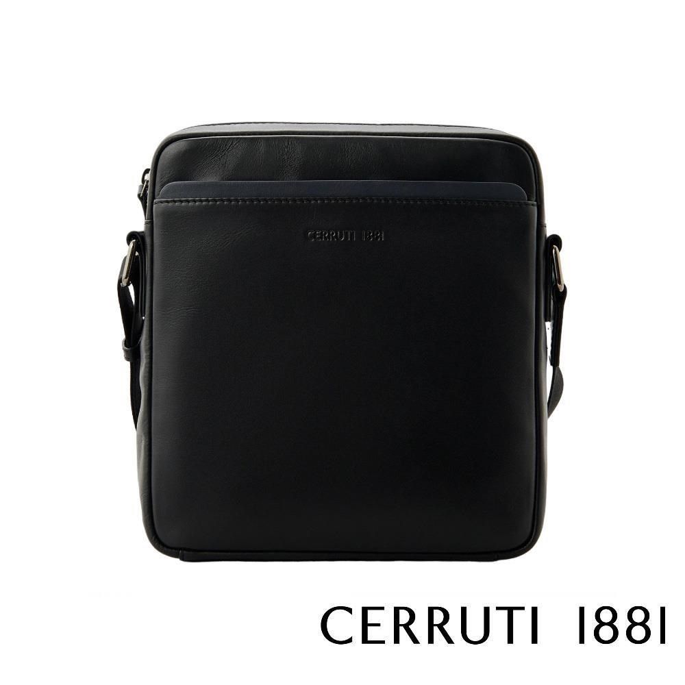 Cerruti 1881 【南紡購物中心】 限量2折 頂級小牛皮肩背包斜背包 全新專櫃展示品(黑色 CEBO06532M)