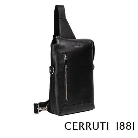 Cerruti 1881 【南紡購物中心】 限量2折 頂級小牛皮肩背包斜背包 全新專櫃展示品(黑色 CEBO06557M)