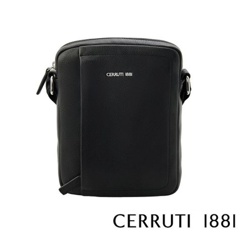 Cerruti 1881 【南紡購物中心】 限量2折 頂級小牛皮肩背包斜背包 全新專櫃展示品(黑色 CEBO06578M)