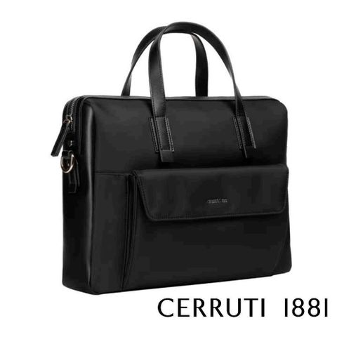 【Cerruti 1881】限量2折 義大利頂級公事包斜背包 全新專櫃展示品(黑色 6492T)