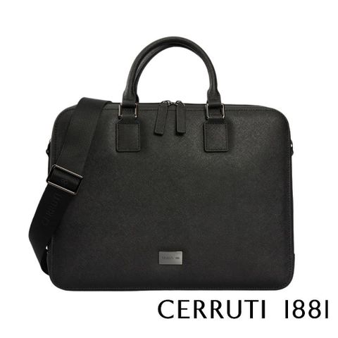 【Cerruti 1881】限量2折 義大利頂級小牛皮公事包肩背包 全新專櫃展示品(6749M)