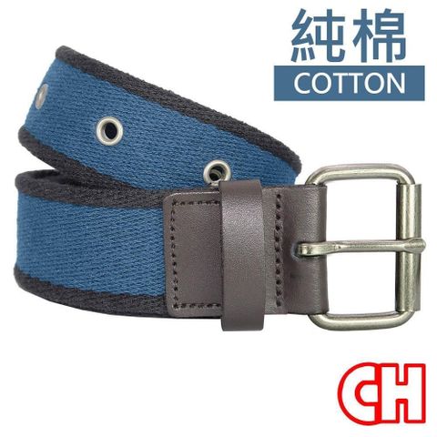 CH-BELT 銓丞皮帶 【南紡購物中心】 金屬鉚釘造型個性純棉織帶皮帶腰帶(藍)