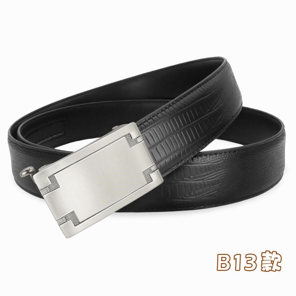 CH-BELT 銓丞皮帶 內穿式自動扣皮帶 免打孔 男紳士皮帶腰帶(多款-黑)