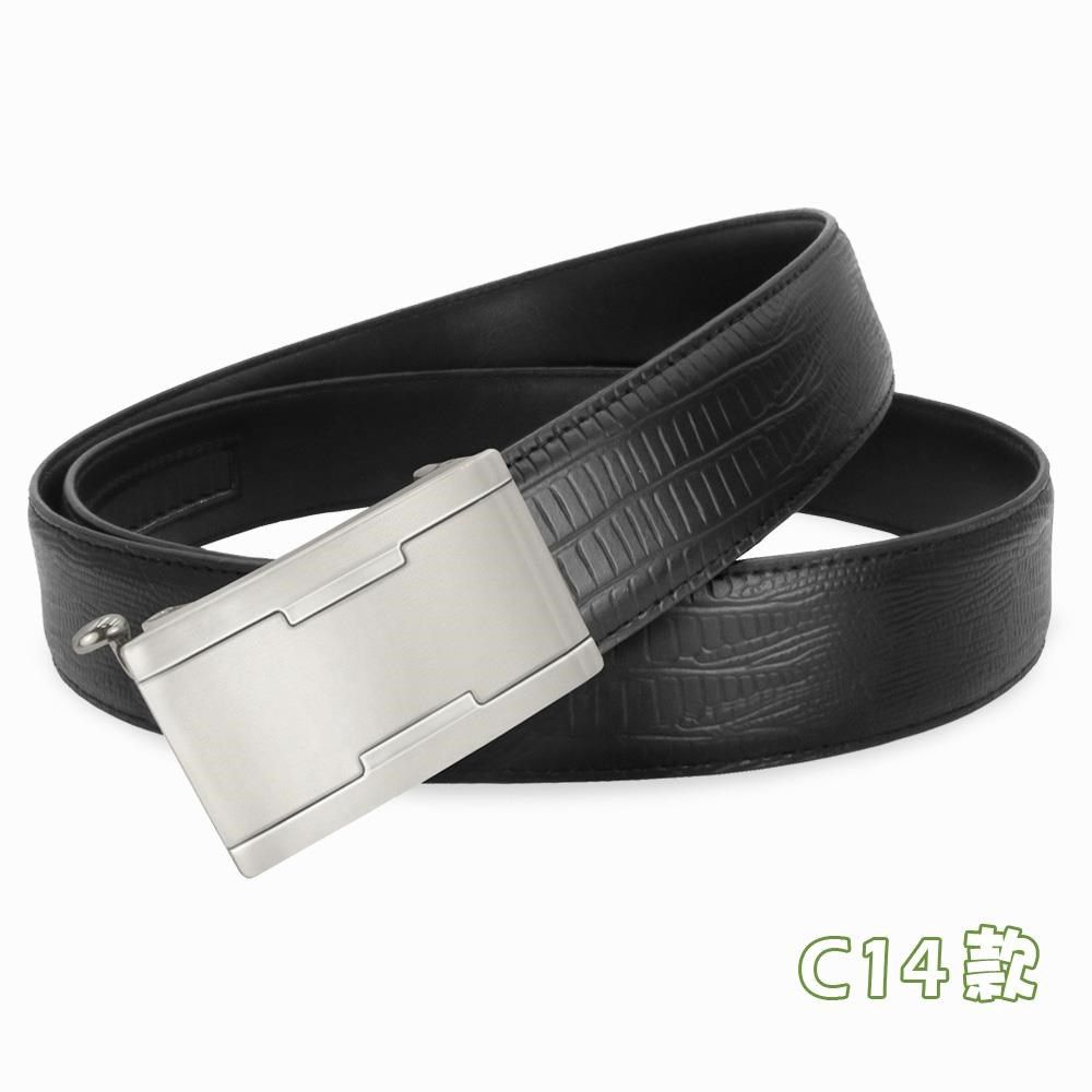 CH-BELT 銓丞皮帶 內穿式自動扣皮帶 免打孔 男紳士皮帶腰帶(多款-黑)