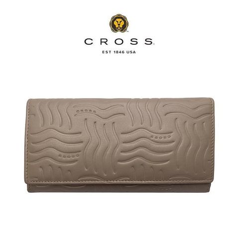 【CROSS】限量1折 頂級小牛皮女用長夾 全新專櫃展示品(金屬金 第一夫人系列)