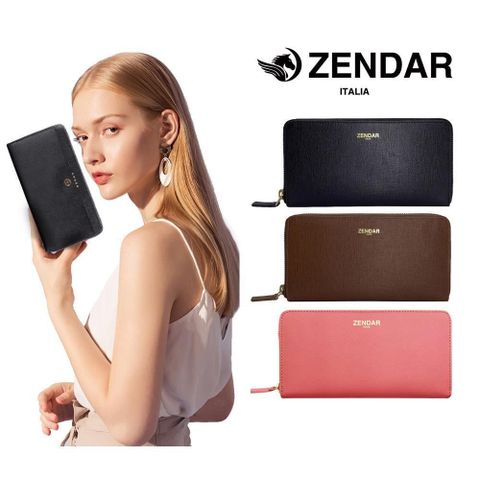 【ZENDAR】限量1折 頂級小牛皮小羊皮長夾/珠寶飾品 全新專櫃展示品(贈禮盒提袋)