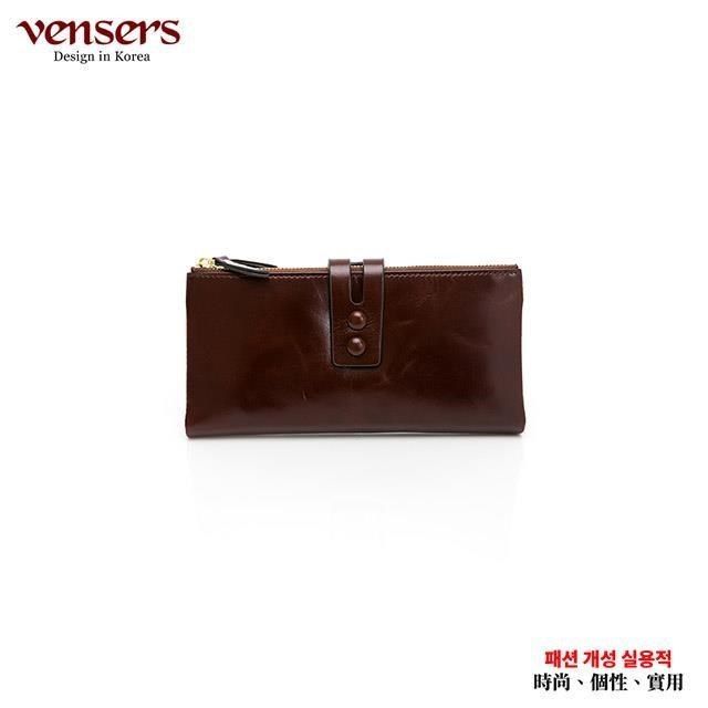 vensers 【南紡購物中心】 小牛皮潮流個性皮夾(TC338101咖啡長夾)