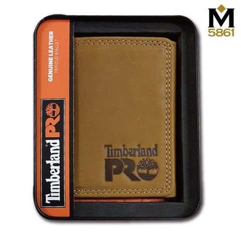 Timberland 【南紡購物中心】 男皮夾 短夾 三折 PRO款 麂皮 牛皮夾 品牌盒裝駝色