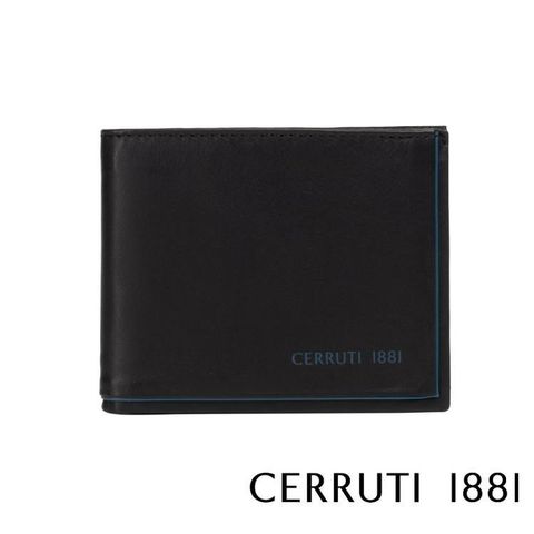 Cerruti 1881 【南紡購物中心】 頂級義大利小牛皮4卡零錢袋短夾 ROD系列(黑色 CEPU05420M)