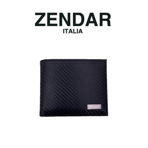 【南紡購物中心】 【ZENDAR】限量2折 頂級牛皮碳纖維紋8卡皮夾 朱利安系列 全新專櫃展示品_黑色