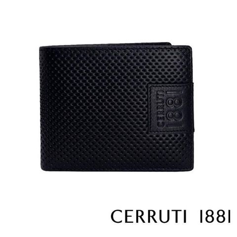 Cerruti 1881 【南紡購物中心】 限量2折 頂級義大利小牛皮4卡零錢袋短夾 全新專櫃展示品(黑色 5540M)