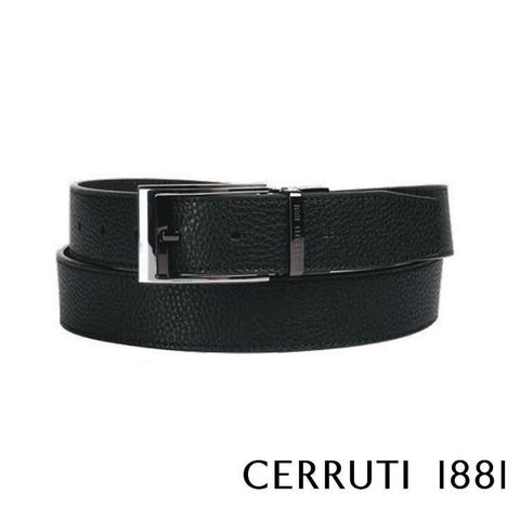【南紡購物中心】 【Cerruti 1881】頂級義大利小牛皮皮帶(黑色 CECT06154M)