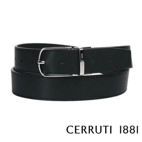 【南紡購物中心】 【Cerruti 1881】頂級義大利小牛皮皮帶(黑色 CECT06156M)