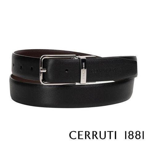 【南紡購物中心】 【Cerruti 1881】頂級義大利小牛皮皮帶(黑色 CECT06155M)