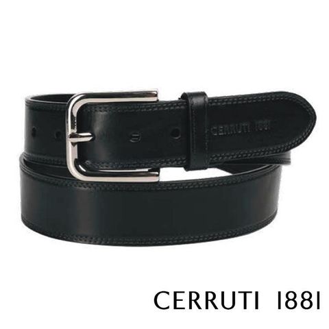 【南紡購物中心】 【Cerruti 1881】頂級義大利小牛皮皮帶(黑色 CECU06065M)