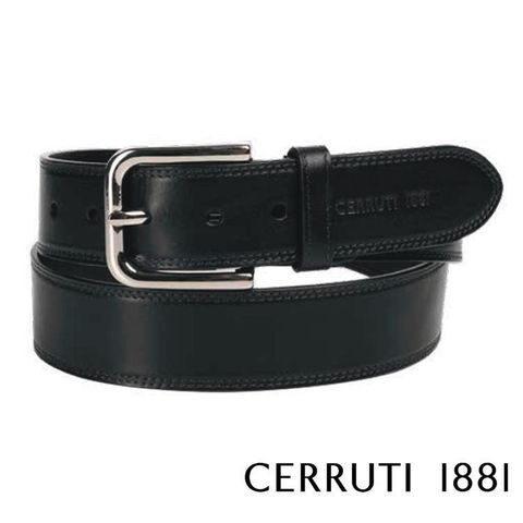 Cerruti 1881 【南紡購物中心】 頂級義大利小牛皮皮帶(黑色 CECU06065M)