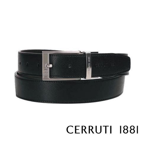 【南紡購物中心】 【Cerruti 1881】頂級義大利小牛皮皮帶(黑色 CECT06158M)