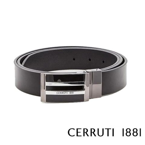 【南紡購物中心】 【Cerruti 1881】限量3折 頂級義大利小牛皮皮帶 全新專櫃展示品(黑色 CECU03599M)