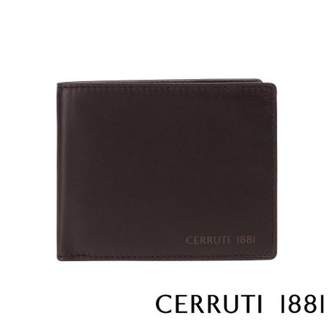 Cerruti 1881 【南紡購物中心】 限量2折 頂級小牛皮4卡零錢袋短夾 全新專櫃展示品(咖啡色 5707M)