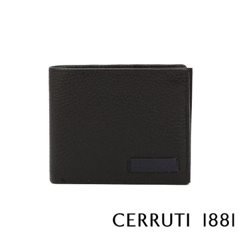 Cerruti 1881 【南紡購物中心】 限量2折 頂級小牛皮4卡零錢袋短夾 全新專櫃展示品_黑色 5916M