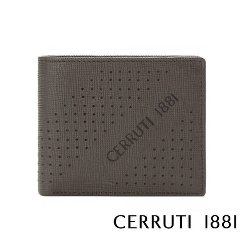 Cerruti 1881 【南紡購物中心】 限量2折 頂級義大利小牛皮十字紋6卡短夾 全新專櫃展示品_灰色 5919M