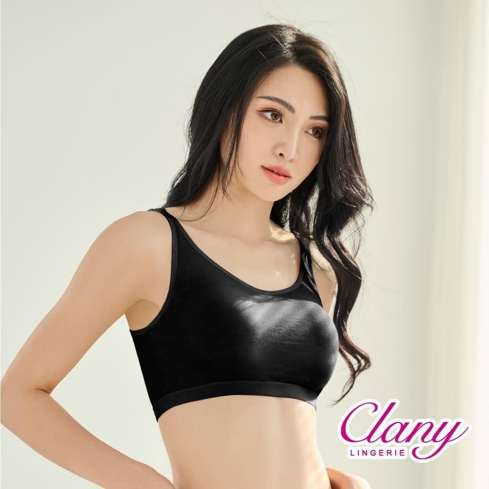 Clany 可蘭霓 MIT竹纖抑菌消臭天絲棉無鋼圈M-3XL內衣 加大尺碼背心  黑色8062-63