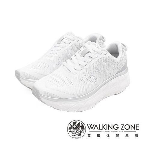 【南紡購物中心】 WALKING ZONE(女)天痕W系列 飛線編織增高休閒鞋 女鞋-白(另有黑.水藍)