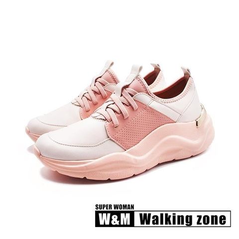 WALKING ZONE 【南紡購物中心】 (女)都市彈力免綁帶運動休閒鞋 女鞋-粉色