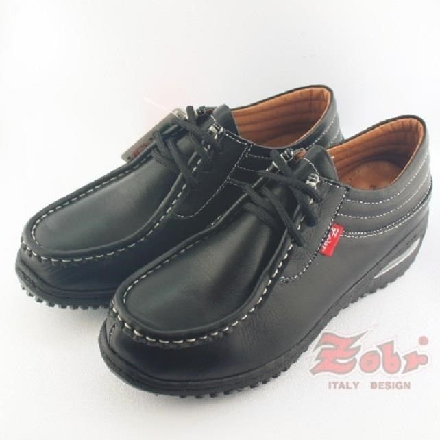  路豹 真皮雙彈力氣墊休閒鞋黑款 BB783
