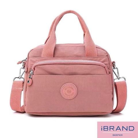 iBrand 輕盈防潑水多收納手提斜側背包 -粉色 MDS-8670