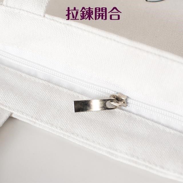 無品牌 帆布包 純棉 藍鯨印花 帆布袋 側背包 肩背包 拉鍊 二色