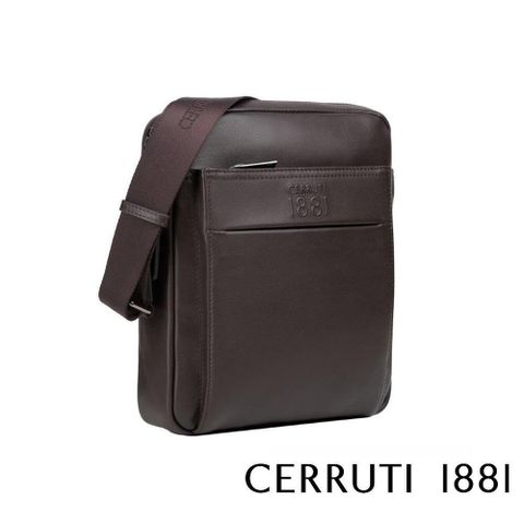 Cerruti 1881 【南紡購物中心】 限量2折 頂級小牛皮肩背包 全新專櫃展示品(咖啡色5624M)