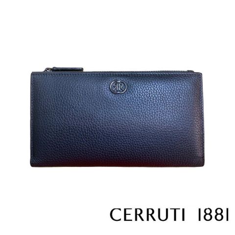 Cerruti 1881 【南紡購物中心】 限量2折 頂級小牛皮荔枝紋女用長夾 全新專櫃展示品 (黑色 6327G)