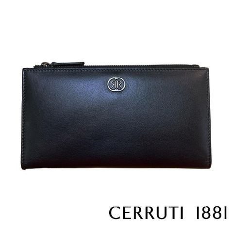 Cerruti 1881 【南紡購物中心】 限量2折 頂級小牛皮女用長夾 全新專櫃展示品 (黑色 6327M)