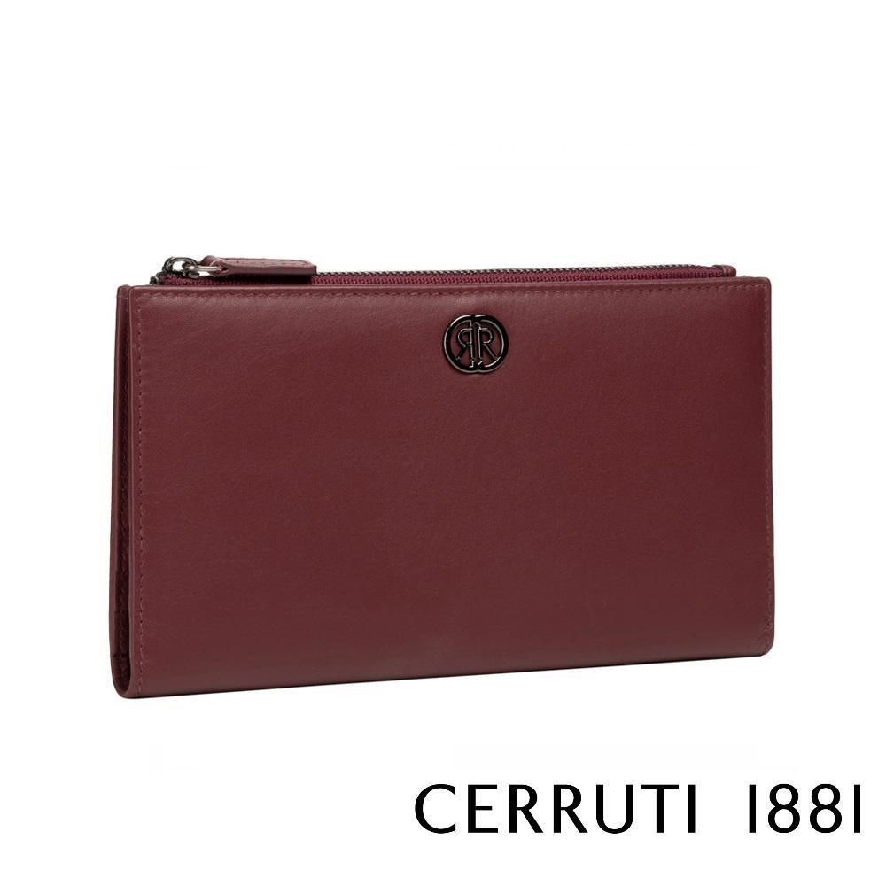 Cerruti 1881 【南紡購物中心】 限量2折 頂級小牛皮女用長夾 全新專櫃展示品 (酒紅色 6327M)