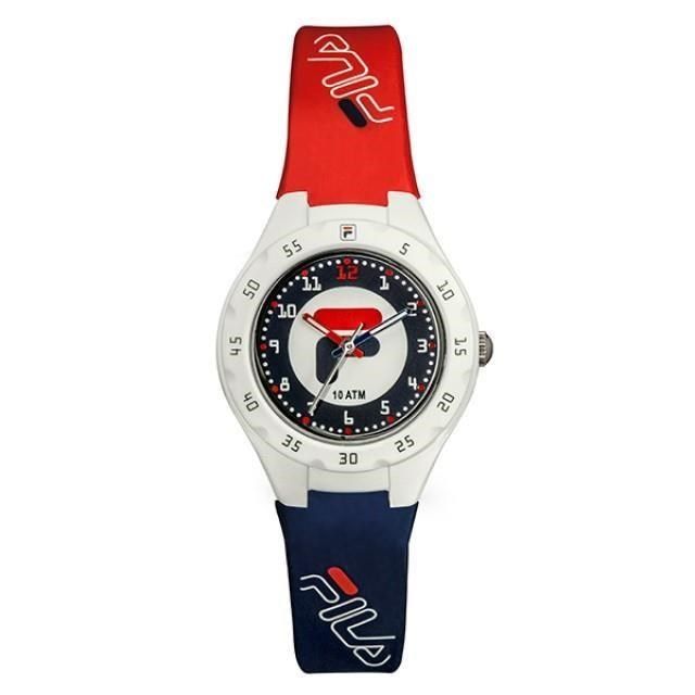 Fila 【南紡購物中心】 【 斐樂】經典LOGO數字錶圈兒童腕錶-經典紅藍/38-204-102/台灣總代理公司貨享兩年保固