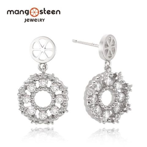 Mango steen 【南紡購物中心】 Earrings韓國甜美冠冕時尚S925極光純銀花型垂墜飾耳環-名媛銀/MJ0007S-EWW/台灣總代理公司貨 