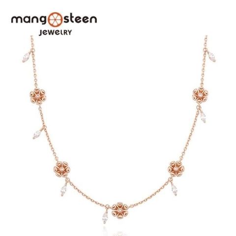 Mango steen 【南紡購物中心】 Necklace韓國璀璨夢境時尚玫金S925純銀垂墜款項鍊-點綴金/MJ0005S-NRGW/台灣總代理公司貨  