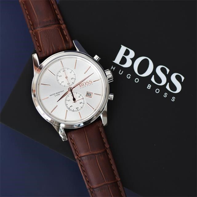 Hugo Boss 【南紡購物中心】  HB1513280 Jet Chrono德式競速計時腕錶-西裝正式白面X棕色